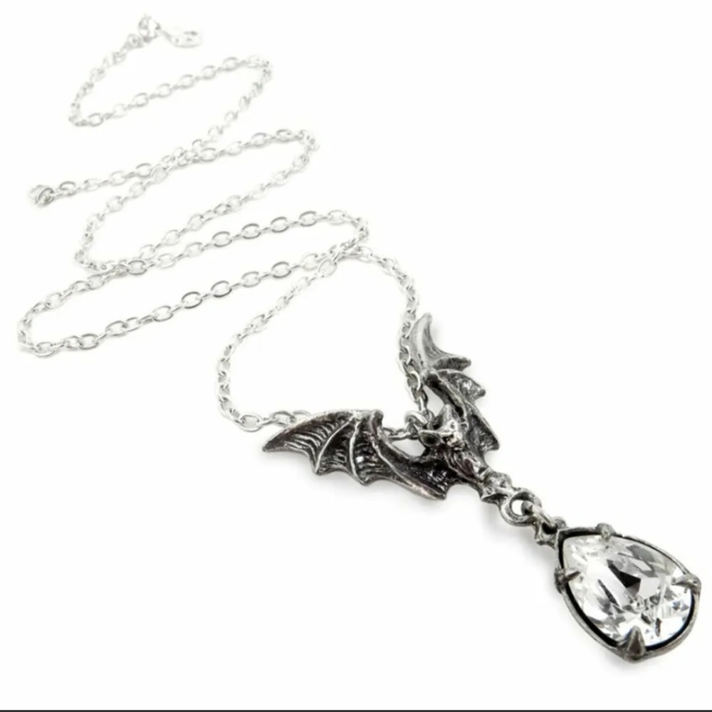 Alchemy Gothic La Nuit Bat Necklace Swarovski Crystal Pendant